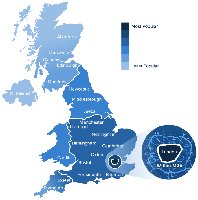 map of UK bridging lenders