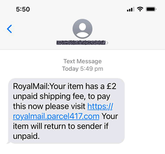 unpaid shipping scam