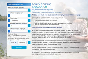 Equity Release calculator screen shot