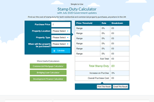 Stamp Duty calculator screen shot